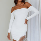 Call On Me Diamante Off-Shoulder Mini Dress White