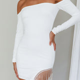 Call On Me Diamante Off-Shoulder Mini Dress White