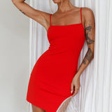 Call On Me Diamante Fringe Mini Dress Red
