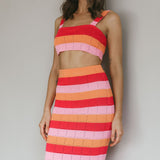 Chase The Sunrise Knit Crop Top Striped Pink