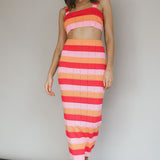 Chase The Sunrise Knit Crop Top Striped Pink