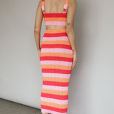 Chase The Sunrise Knit Crop Top Striped Pink