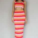 Chase The Sunrise Knit Crop Top Striped Pink