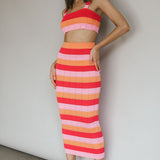 Chase The Sunrise Knit Crop Top Striped Pink