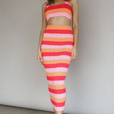 Chase The Sunrise Knit Crop Top Striped Pink