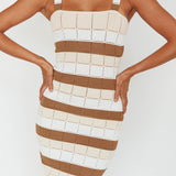 Chase The Sunrise Knit Midi Dress Striped Chocolate/White