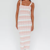 Chase The Sunrise Knit Midi Dress Striped Pink