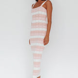 Chase The Sunrise Knit Midi Dress Striped Pink