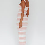 Chase The Sunrise Knit Midi Dress Striped Pink