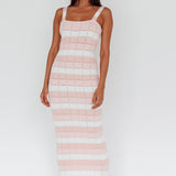 Chase The Sunrise Knit Midi Dress Striped Pink
