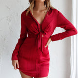 Marinah Tie Bust Shirt Dress Wine