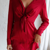 Marinah Tie Bust Shirt Dress Wine