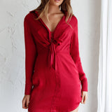 Marinah Tie Bust Shirt Dress Wine