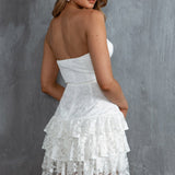 Rosalie Lace Ruffle Mini Dress White