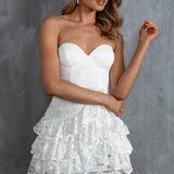 Rosalie Lace Ruffle Mini Dress White
