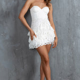 Rosalie Lace Ruffle Mini Dress White