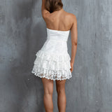 Rosalie Lace Ruffle Mini Dress White