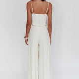Sorrento Summer Embroidered Wide-Leg Pants Beige