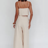 Sorrento Summer Embroidered Wide-Leg Pants Oat