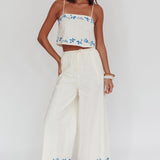 Sorrento Summer Embroidered Crop Top Beige