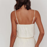 Sorrento Summer Embroidered Crop Top Beige