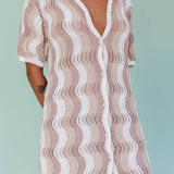 Glennon Crochet Shirt Dress Beige