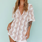 Glennon Crochet Shirt Dress Beige
