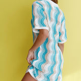 Glennon Crochet Shirt Dress Blue