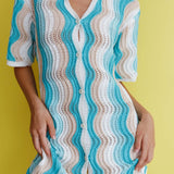 Glennon Crochet Shirt Dress Blue