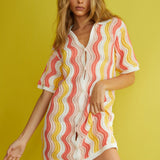 Glennon Crochet Shirt Dress Pink