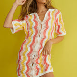 Glennon Crochet Shirt Dress Pink
