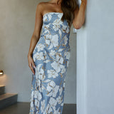 Ladies' Night Cowl Back Midi Dress Floral Blue