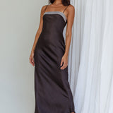 Making Headlines Diamante Neckline Maxi Dress Black