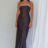 Making Headlines Diamante Neckline Maxi Dress Black