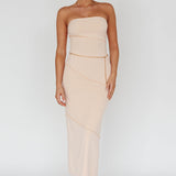 Making Headlines Strapless Midi Dress Cream
