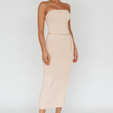 Making Headlines Strapless Midi Dress Cream