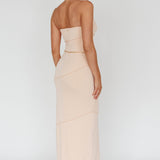 Making Headlines Strapless Midi Dress Cream