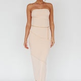 Making Headlines Strapless Midi Dress Cream