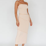 Making Headlines Strapless Midi Dress Cream