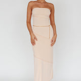 Making Headlines Strapless Midi Dress Cream