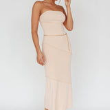 Making Headlines Strapless Midi Dress Cream