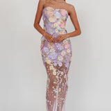 Euphoria Dream Embellished Mesh Maxi Dress Lilac