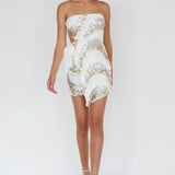 Eyes For You Waist Tie Mini Dress Sequin White