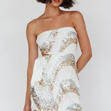 Eyes For You Waist Tie Mini Dress Sequin White