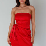 Eyes For You Waist Tie Mini Dress Red