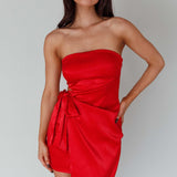 Eyes For You Waist Tie Mini Dress Red