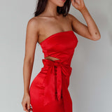 Eyes For You Waist Tie Mini Dress Red