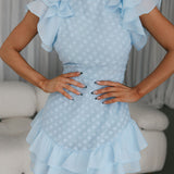 Destined To Be Ruffle Mini Dress Textured Blue