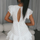 Destined To Be Ruffle Mini Dress Textured White