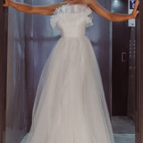 Marietha Organza Frill Maxi Wedding Dress White